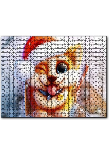 Cakapuzzle Posta Kutusunun Üzerindeki Köpek ve Karlar 120 Parça Puzzle Yapboz Mdf (Ahşap)