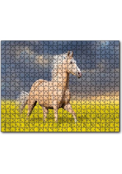 Cakapuzzle Oprak Rengi At Çiçekler Arasında Koşarken Görsel 1000 Parça Puzzle Yapboz Mdf(Ahşap)