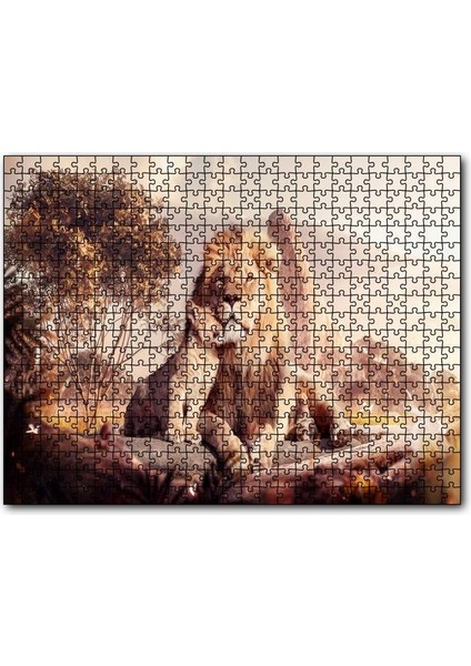 Cakapuzzle Doğada Aslan ve Yavrusu Görseli 255 Parça Puzzle Yapboz Mdf (Ahşap)