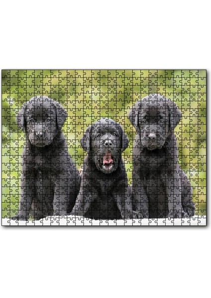 Cakapuzzle Üç Sevimli Siyah Yavru Köpek 120 Parça Puzzle Yapboz Mdf (Ahşap)