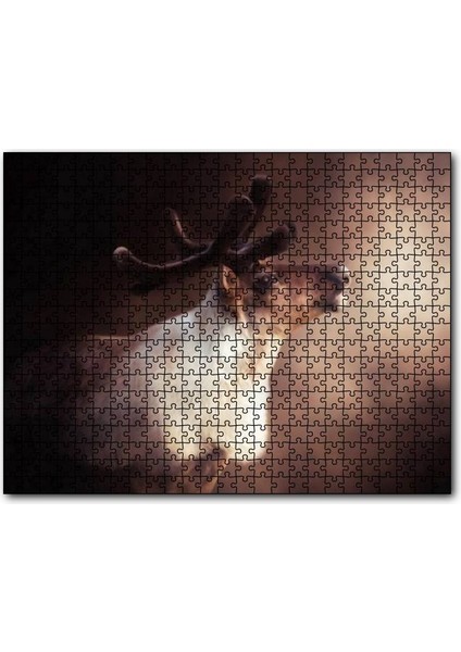 Cakapuzzle Beyaz Kahve Rengi Geyik Görseli 1000 Parça Puzzle Yapboz Mdf(Ahşap)