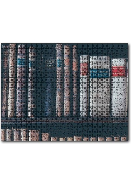 Cakapuzzle Kitaplıkta Deri Kaplı Kitap Görseli 1000 Parça Puzzle Yapboz Mdf(Ahşap)