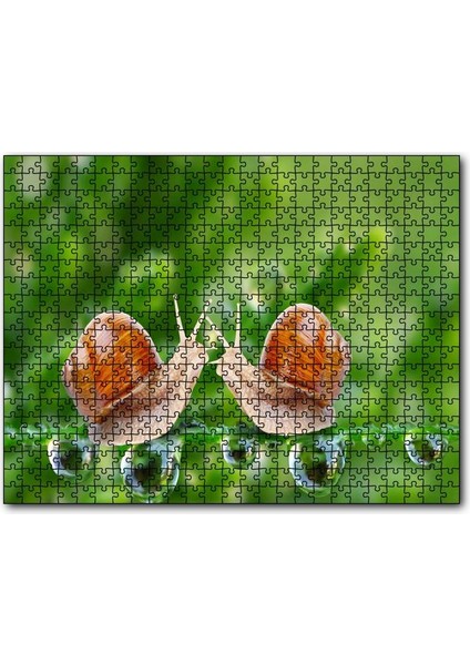 Cakapuzzle Salyangozlar Karşılaşması Yeşil Damlacıkları Görseli 1000 Parça Puzzle Yapboz Mdf(Ahşap)