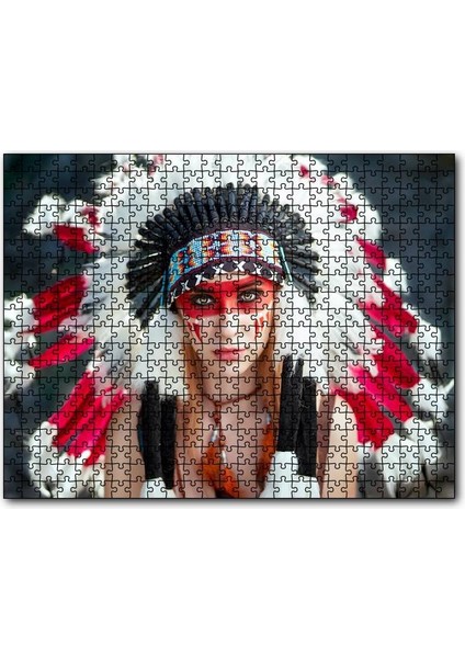 Cakapuzzle Yöresel Kıyafetli Kızılderili Kadın 120 Parça Puzzle Yapboz Mdf (Ahşap)