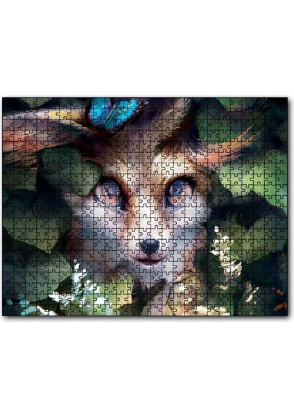 Cakapuzzle Yaprakların Arasındaki Sevimli Tilki 1000 Parça Puzzle Yapboz Mdf(Ahşap)