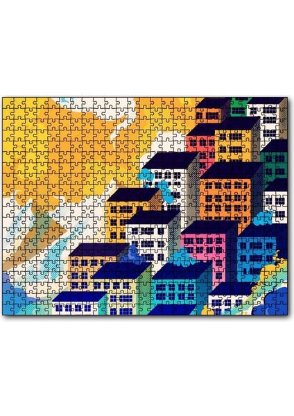 Cakapuzzle Renkli Gökdelenler ve Bulutlar 1000 Parça Puzzle Yapboz Mdf(Ahşap)