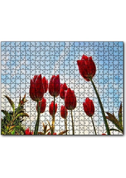 Cakapuzzle Kırmızı Lale Bahçesi Görseli 120 Parça Puzzle Yapboz Mdf (Ahşap)