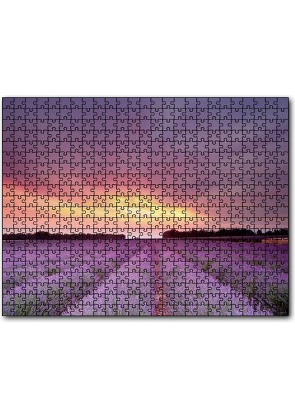 Cakapuzzle Günbatımında Lavanta Tarlaları ve Kızıl Gökler 1000 Parça Puzzle Yapboz Mdf(Ahşap)