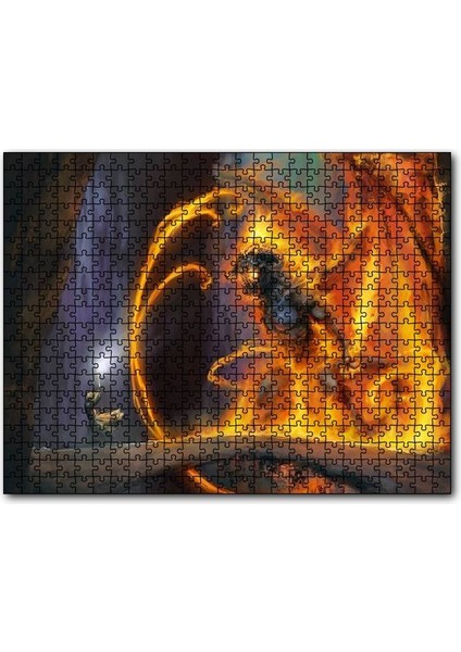 Cakapuzzle Alevler Içinde Şeytan ve Karşı Koyan Savaşçı 120 Parça Puzzle Yapboz Mdf (Ahşap)