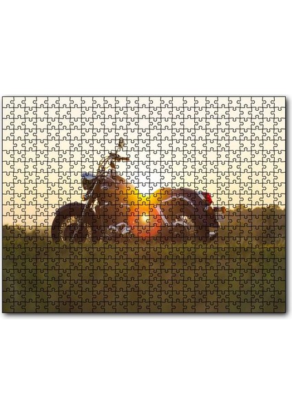 Cakapuzzle Black Cruiser Motorsiklet ve Günbatımı 255 Parça Puzzle Yapboz Mdf (Ahşap)