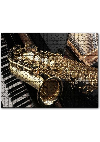 Cakapuzzle Piyano ve Saksafon Yakın Plan 255 Parça Puzzle Yapboz Mdf (Ahşap)