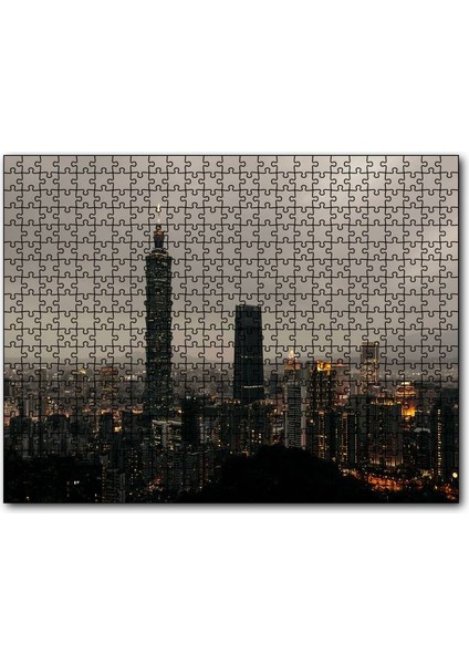 Cakapuzzle Akşamüzeri Şehir Işıkları ve Gökdelenler 255 Parça Puzzle Yapboz Mdf (Ahşap)