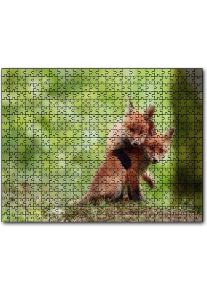 Cakapuzzle Çayırda Birbiriyle Oynayan Yavru Tilkiler 120 Parça Puzzle Yapboz Mdf (Ahşap)