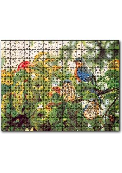 Cakapuzzle Dallarda Elmalar ve Renkli Kuşlar 120 Parça Puzzle Yapboz Mdf (Ahşap)