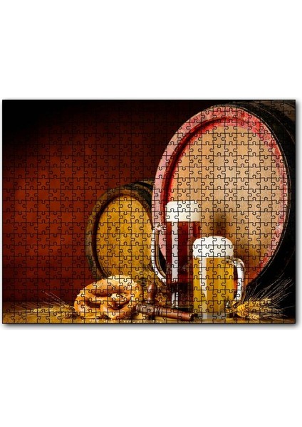 Cakapuzzle Fıçılar Buğday Başakları ve Biralar 500 Parça Puzzle Yapboz Mdf (Ahşap)