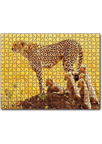 Cakapuzzle Atletik Çita ve Sevimli Yavruları 120 Parça Puzzle Yapboz Mdf (Ahşap)