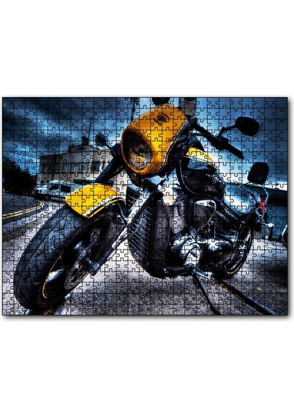Cakapuzzle Harley Davidson Sarı Siyah Cruiser Motorsiklet 255 Parça Puzzle Yapboz Mdf (Ahşap)