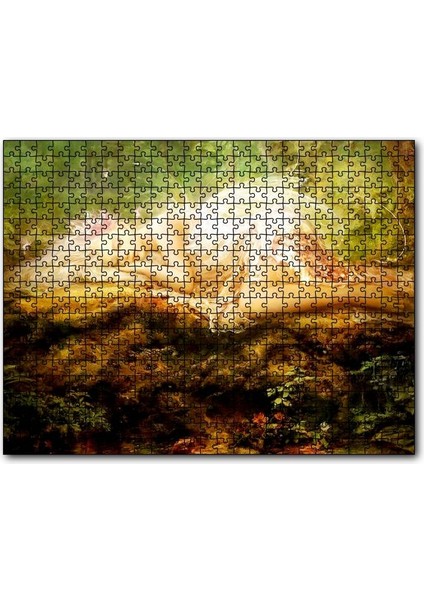 Cakapuzzle Orman Zemininde Yatan Sarı Saçlı Melek 1000 Parça Puzzle Yapboz Mdf(Ahşap)