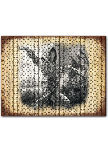 Cakapuzzle Karakalem Silahlı Korsan ve Arkada Gemisi 255 Parça Puzzle Yapboz Mdf (Ahşap)