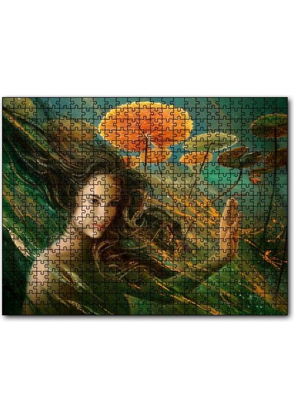 Cakapuzzle Genç Kadın ve Dev Yapraklar Yağlıboya Efekt 120 Parça Puzzle Yapboz Mdf (Ahşap)