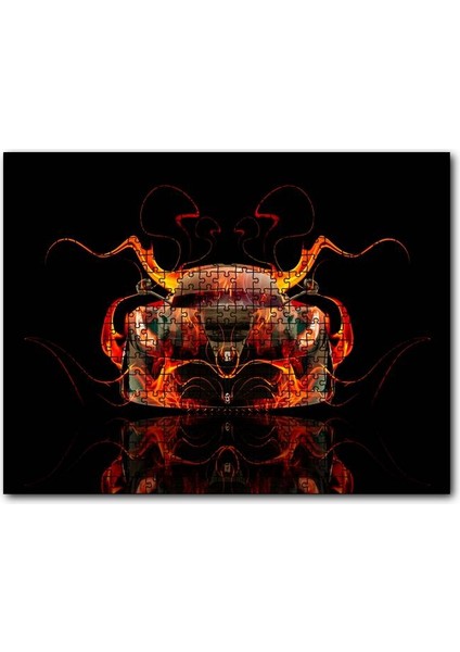 Cakapuzzle Dijital Tasarım Alev ve Spor Araba Görseli 120 Parça Puzzle Yapboz Mdf (Ahşap)