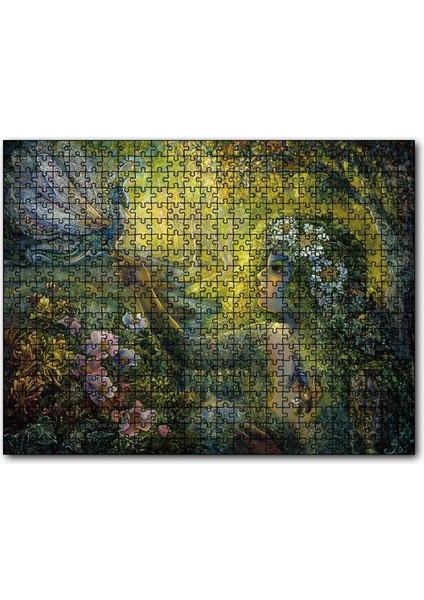Cakapuzzle Orman Kız ve Bebek Ejderha Mistik Tablo 120 Parça Puzzle Yapboz Mdf (Ahşap)