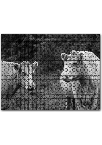 Cakapuzzle Iki Beyaz Inek Görseli 120 Parça Puzzle Yapboz Mdf (Ahşap)