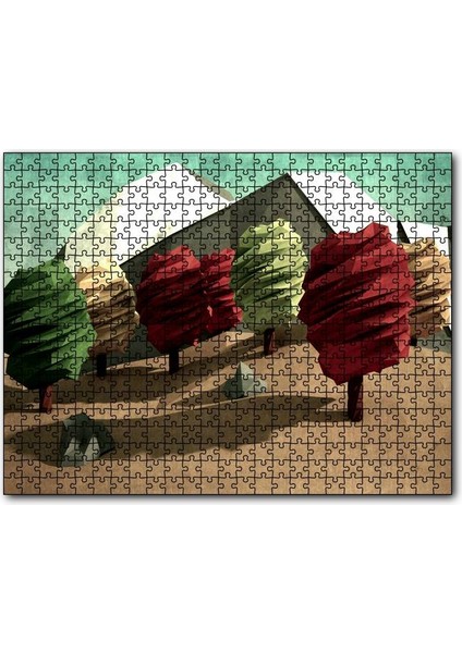 Cakapuzzle Poligonal Ağaçlar ve Dağlar 120 Parça Puzzle Yapboz Mdf (Ahşap)