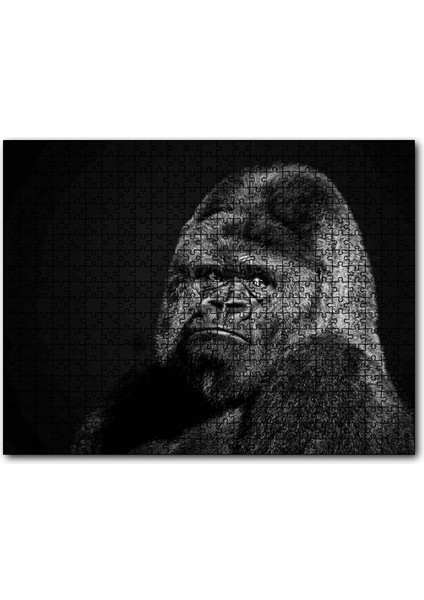 Cakapuzzle Siyah Goril Görseli 120 Parça Puzzle Yapboz Mdf (Ahşap)