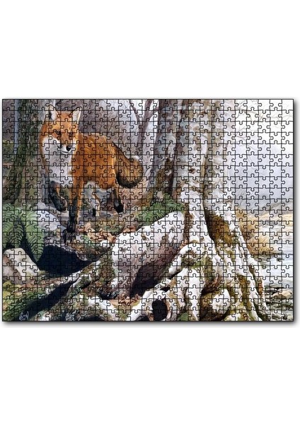 Cakapuzzle Ormandaki Yaşlı Ağaç ve Kahverengi Tilki 255 Parça Puzzle Yapboz Mdf (Ahşap)