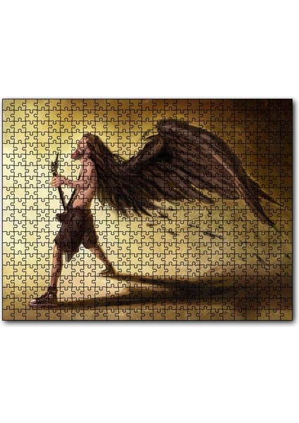 Cakapuzzle Saçları Kanatlanan Elektrogitarlı Müzisyen 120 Parça Puzzle Yapboz Mdf (Ahşap)