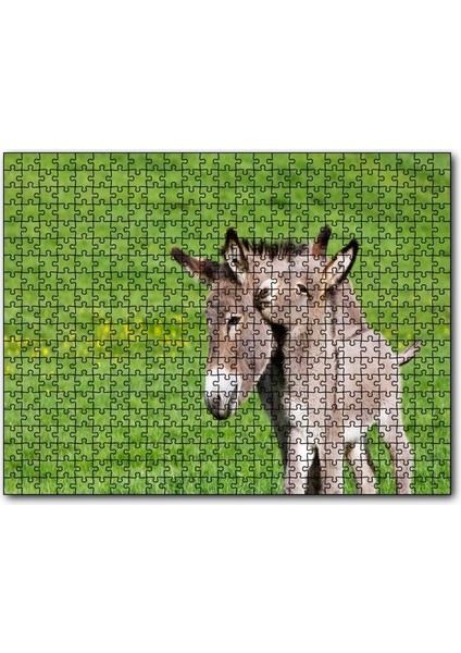 Cakapuzzle Yeşil Çayırda Gri Anne Eşek ve Sıpası 1000 Parça Puzzle Yapboz Mdf(Ahşap)