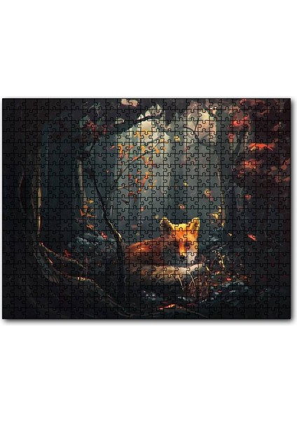 Cakapuzzle Sonbahar Renklerinde Orman ve Tilki Çizim 255 Parça Puzzle Yapboz Mdf (Ahşap)