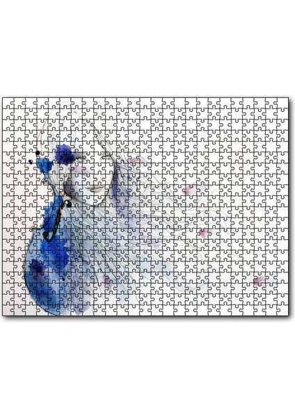 Cakapuzzle Suluboya Efekt Uzun Saçlı Kız ve Keman 1000 Parça Puzzle Yapboz Mdf(Ahşap)