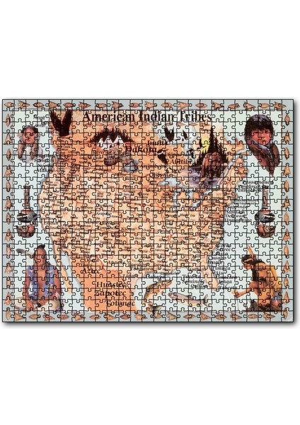 Cakapuzzle Kansas Bölgeside Yaşayan Kızılderili Haritası Görseli 120 Parça Puzzle Yapboz Mdf (Ahşap)