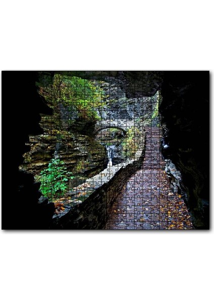 Cakapuzzle Orman Mağara Merdivenler ve Şelale 255 Parça Puzzle Yapboz Mdf (Ahşap)