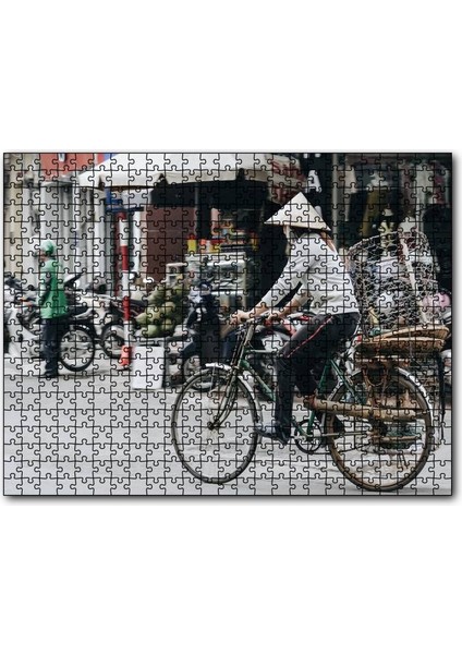 Cakapuzzle Bisikletli Uzakdoğulu 120 Parça Puzzle Yapboz Mdf (Ahşap)