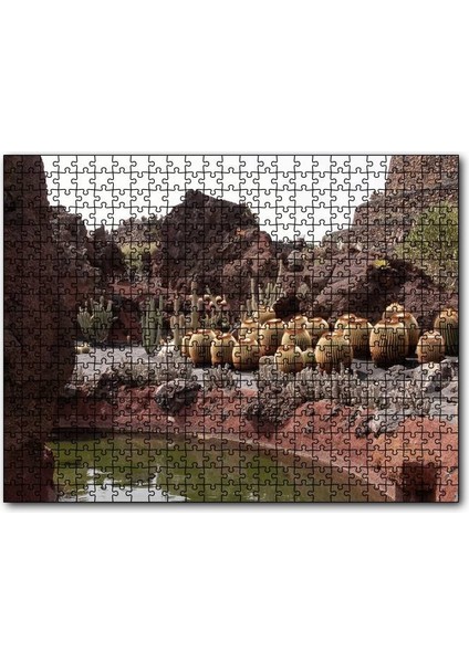 Cakapuzzle Yuvarlak Kaktüsler ve Kayalar 120 Parça Puzzle Yapboz Mdf (Ahşap)