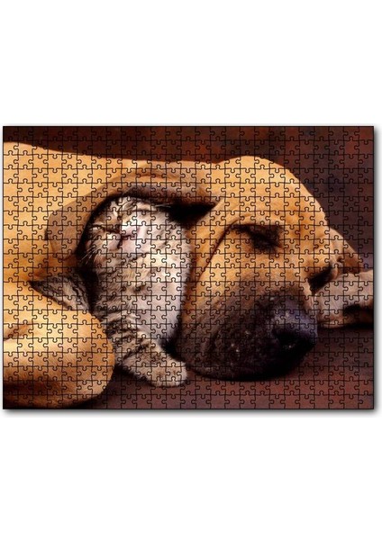 Cakapuzzle Sevimli Sharpy Köpek ve Yavru Kedi 120 Parça Puzzle Yapboz Mdf (Ahşap)