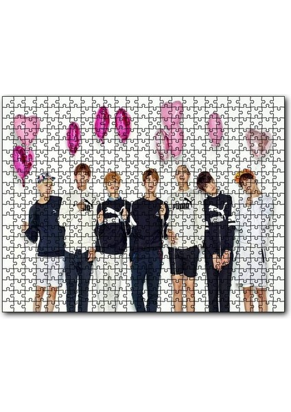Cakapuzzle Bta Koreli Gençler Kalpli Balonlar 500 Parça Puzzle Yapboz Mdf (Ahşap)