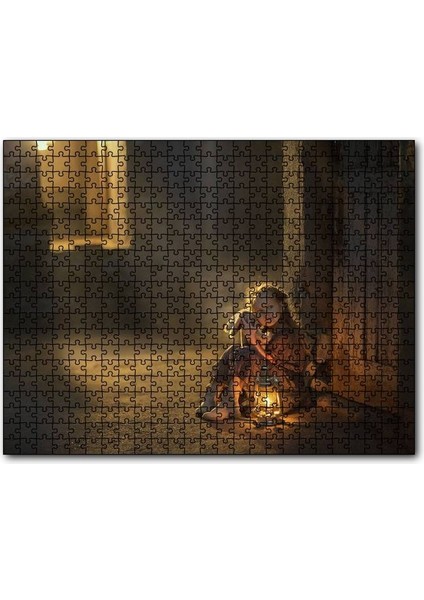 Cakapuzzle Eski Ev Kız Çocuğu Fener Oyuncak Görseli 255 Parça Puzzle Yapboz Mdf (Ahşap)