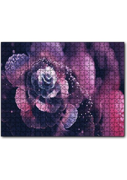 Cakapuzzle Mor ve Beyaz Soyut Çiçek Görseli 120 Parça Puzzle Yapboz Mdf (Ahşap)