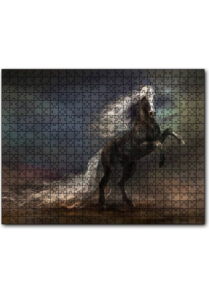 Cakapuzzle Uzun Yeleli Şahlanan At Görseli 255 Parça Puzzle Yapboz Mdf (Ahşap)