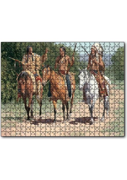 Cakapuzzle Avcı Kızılderili Görseli 255 Parça Puzzle Yapboz Mdf (Ahşap)