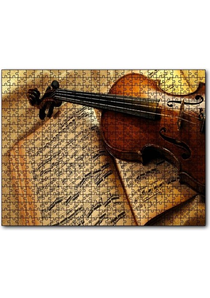 Cakapuzzle Keman ve Notalar 255 Parça Puzzle Yapboz Mdf (Ahşap)