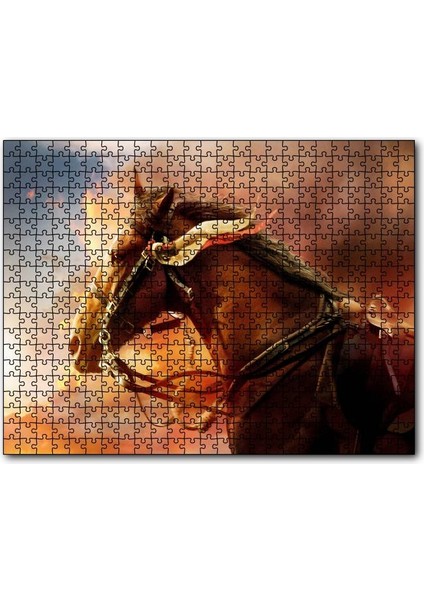 Cakapuzzle Kahverengi Kızılderili Atı ve Kızıl Bulutlar 500 Parça Puzzle Yapboz Mdf (Ahşap)