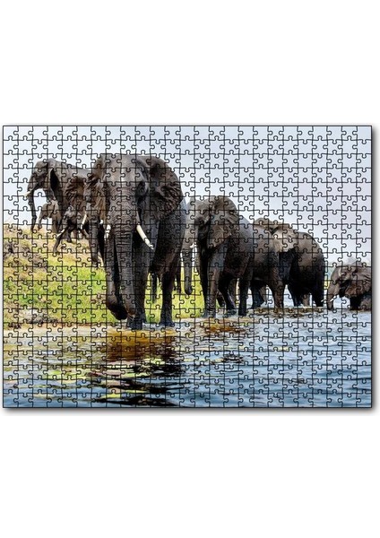 Cakapuzzle Nehir Kenarında Filler 120 Parça Puzzle Yapboz Mdf (Ahşap)