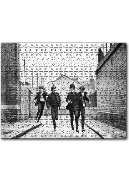 Cakapuzzle Beatles Grup Üyeleri Koşuyor Siyah Beyaz 120 Parça Puzzle Yapboz Mdf (Ahşap)