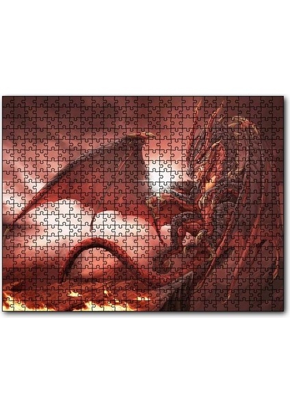 Cakapuzzle Alevler Içindeki Gemi ve Ejderha 500 Parça Puzzle Yapboz Mdf (Ahşap)