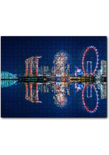 Cakapuzzle Malezya Singapur Gökdelenler ve Gece Yansımaları 120 Parça Puzzle Yapboz Mdf (Ahşap)